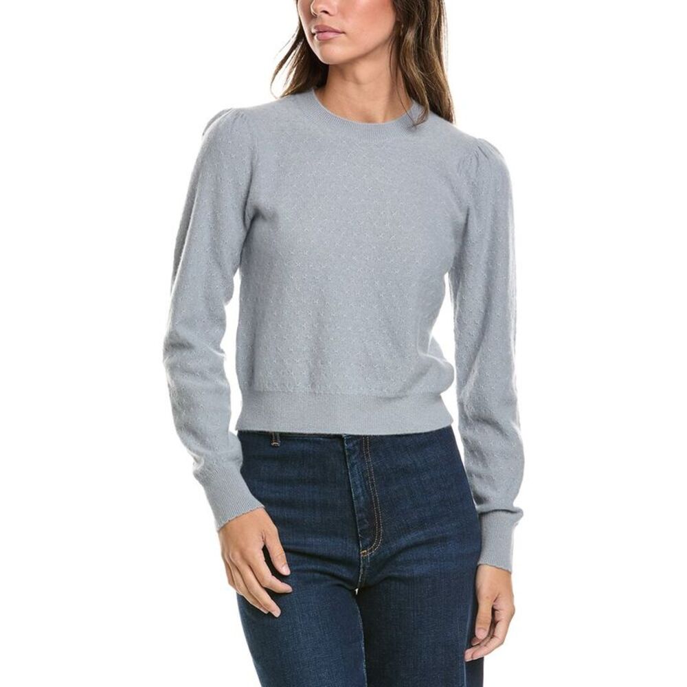 Frame Denim Womens  The Pointelle Cashmere Sweater, Grey